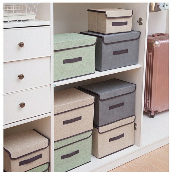 Combo 2 hộp vải đựng quần áo, giỏ vải đựng đồ tiện loại, hộp bằng vải đựng đồ lót