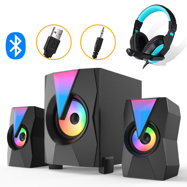 Loa Bluetooth 2.1 Để Bàn Công Suất Lớn FT-K9 Thiết Kế Hiện Đại Có Đèn Led RGB Nổi Bật Dùng Cho Tivi Máy Vi Tính PC Laptop + Tặng tai nghe chụp tai cao cấp