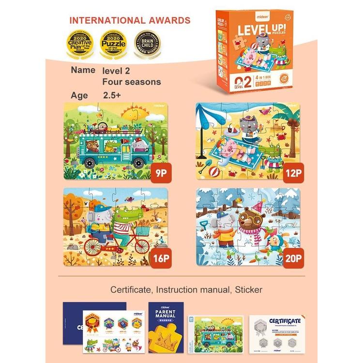 Đồ Chơi Xếp Hình 7 cấp độ Mideer puzzles Level Up 2 Animal Đồ chơi phát triển cho bé