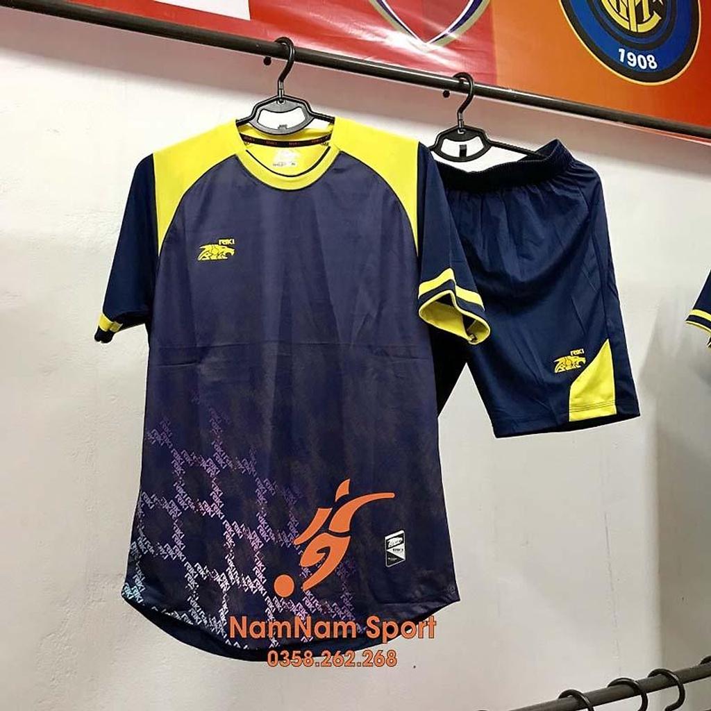 Bộ quần áo đá banh, đá bóng không Logo cao cấp Riki Crom tÍM đEN 2022_2023