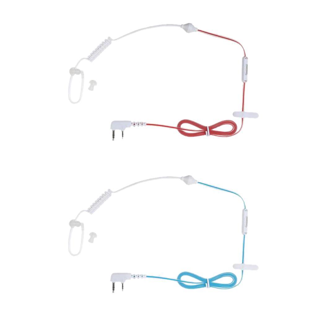 2 Pieces 2 Way Headset Mic Acoustic Tube Earpiece for