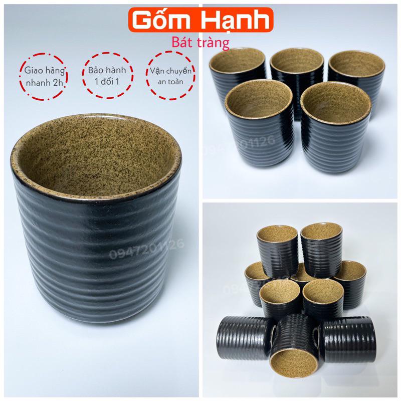 Cốc ly sứ dáng trụ tráng men nâu gốm vintage 120ml và 150ml uống trà xanh, uống cà phê - Gốm sứ bát tràng