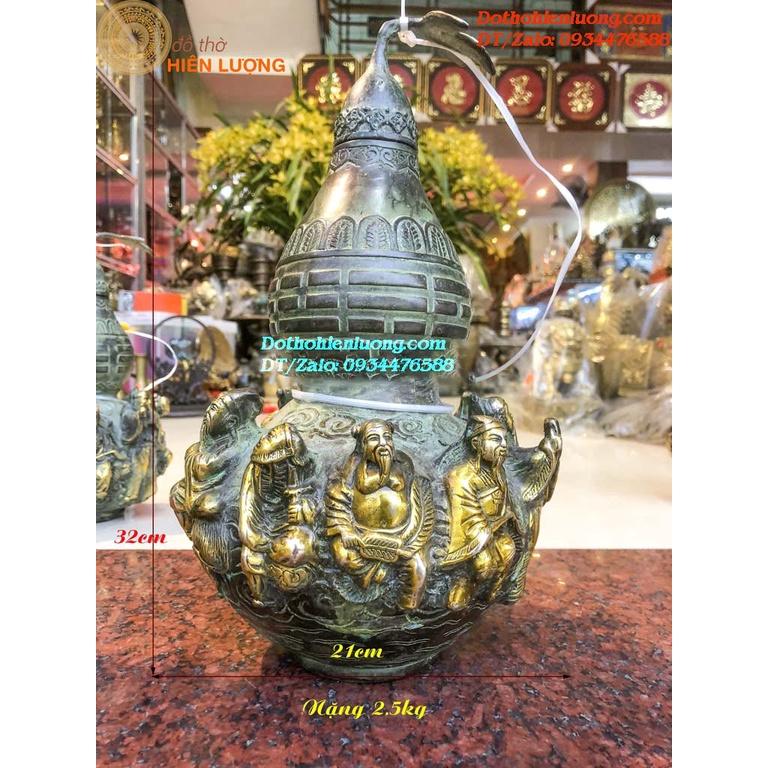Hồ Lô Bát Tiên Màu Xanh Giả Cổ Bằng Đồng Nguyên Chất Các Cỡ - Nguồn Sinh Khí Vô Tận Cho Gia Chủ