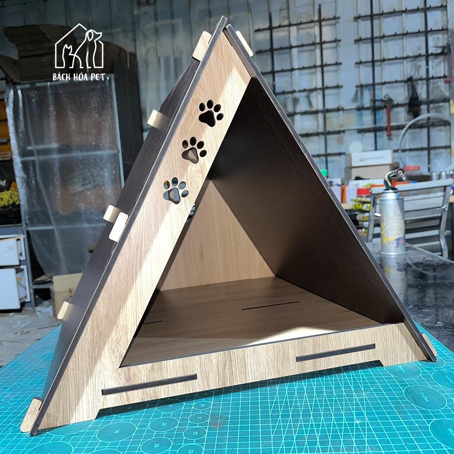 Mẫu nhà gỗ cho chó mèo thú cưng BHP6 hình tam giác kiểu gác mái lắp ghép thông minh đủ Size lớn nhỏ