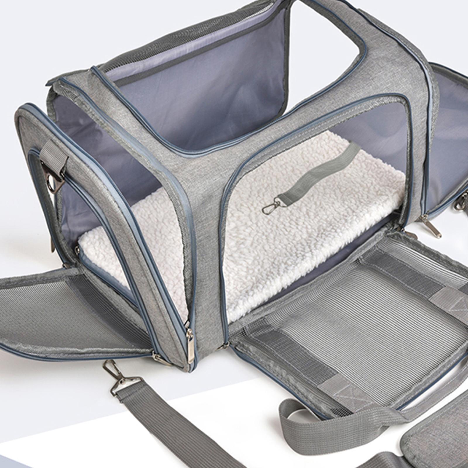 Soft PVC Pet Dog Carrier Backpack w/ Handles Pet Carrying Box Travel Bag w/ Washable Cozy Bed Folding for Puppy Cat Rabbit Escape Proof Breathable