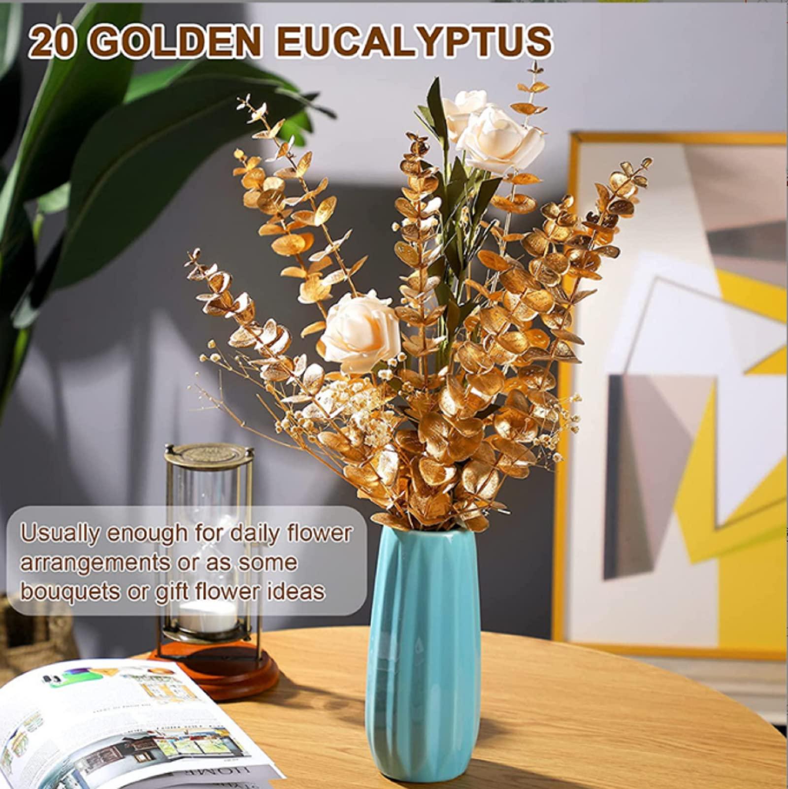 Cây bạch đàn nhân tạo 10 lá nhân tạo cho đồ trang trí thực vật nhân tạo cho bên trong và bên ngoài cành giả khô