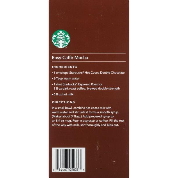 HỘP 8 GÓI BỘT CACAO ĐEN/ĐẮNG - ĐẬM VỊ Starbucks Double Chocolate Hot Cocoa Mix, 226g