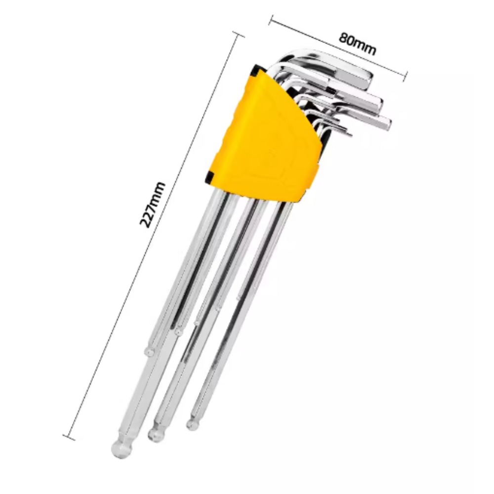 Bộ Lục Giác Chữ L Đầu Bi 9 Chiếc Deli Cao Cấp Chính Hãng - Kích Thước 1,5 - 10mm - Nhỏ Gọn, Tiện Dụng - EDL3090