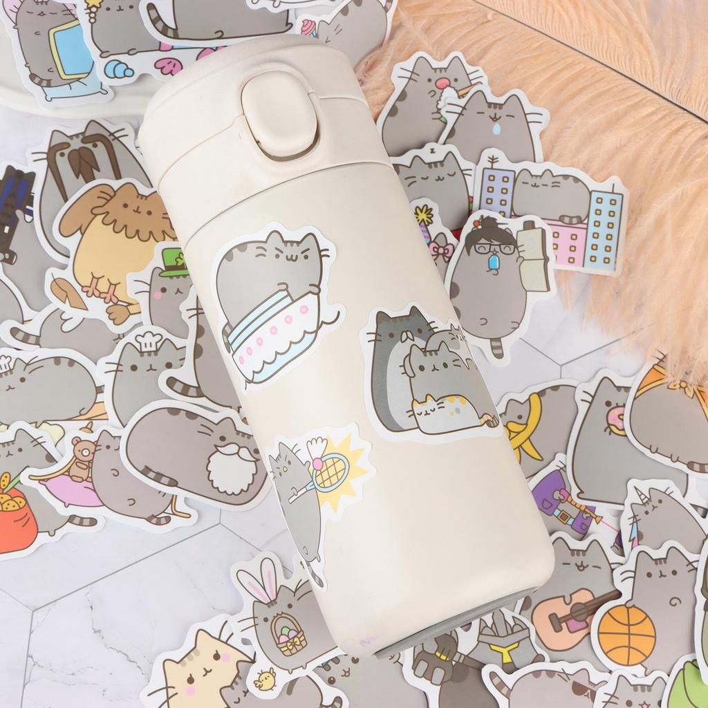 Miếng Sticker Dán Trang Trí mũ bảo hiểm, laptop, vali, xe đạp - mèo pusheen