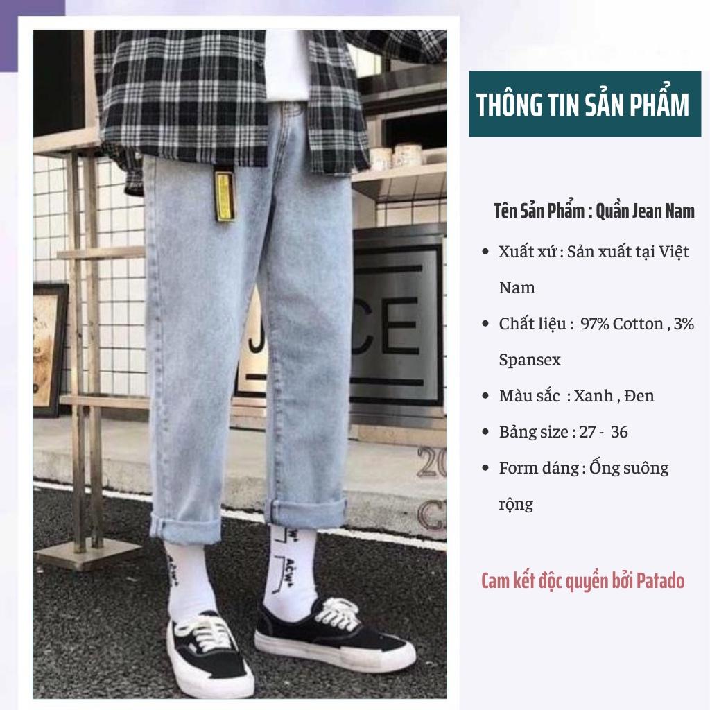 Quần Jean Baggy Suông Ống Rộng Vải Bò Jeans Cao Cấp TR01 Không Phai Màu