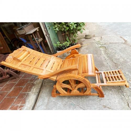 Ghế Nằm Thư Giãn Massage Gỗ Gõ Đỏ Tự Nhiên Đẹp Kích Thước 188x114x78cm