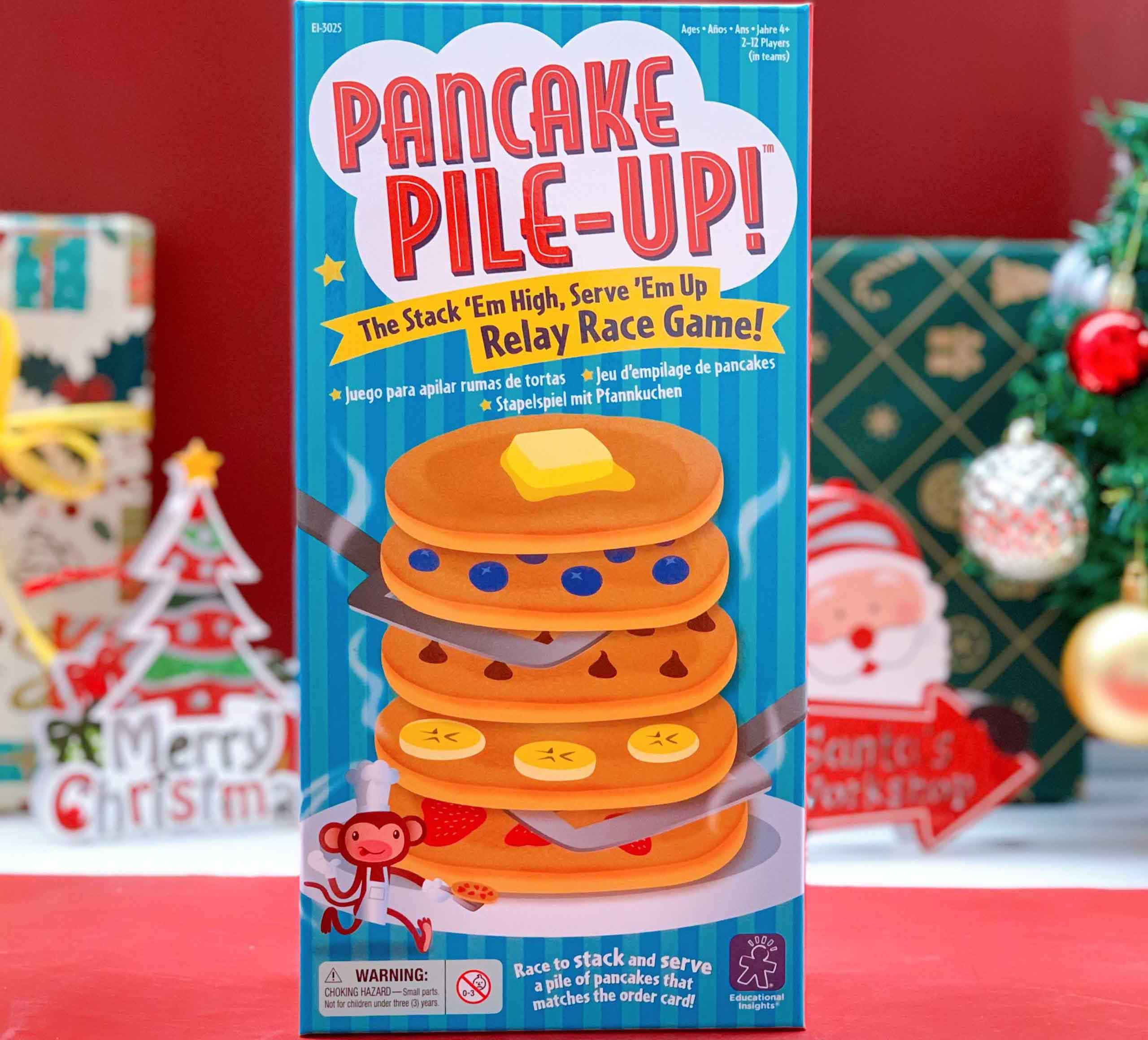 Educational Insights Bộ đồ chơi phát triển kỹ năng vận động, toán học và làm việc nhóm - Pancake Pile-Up! Relay Game