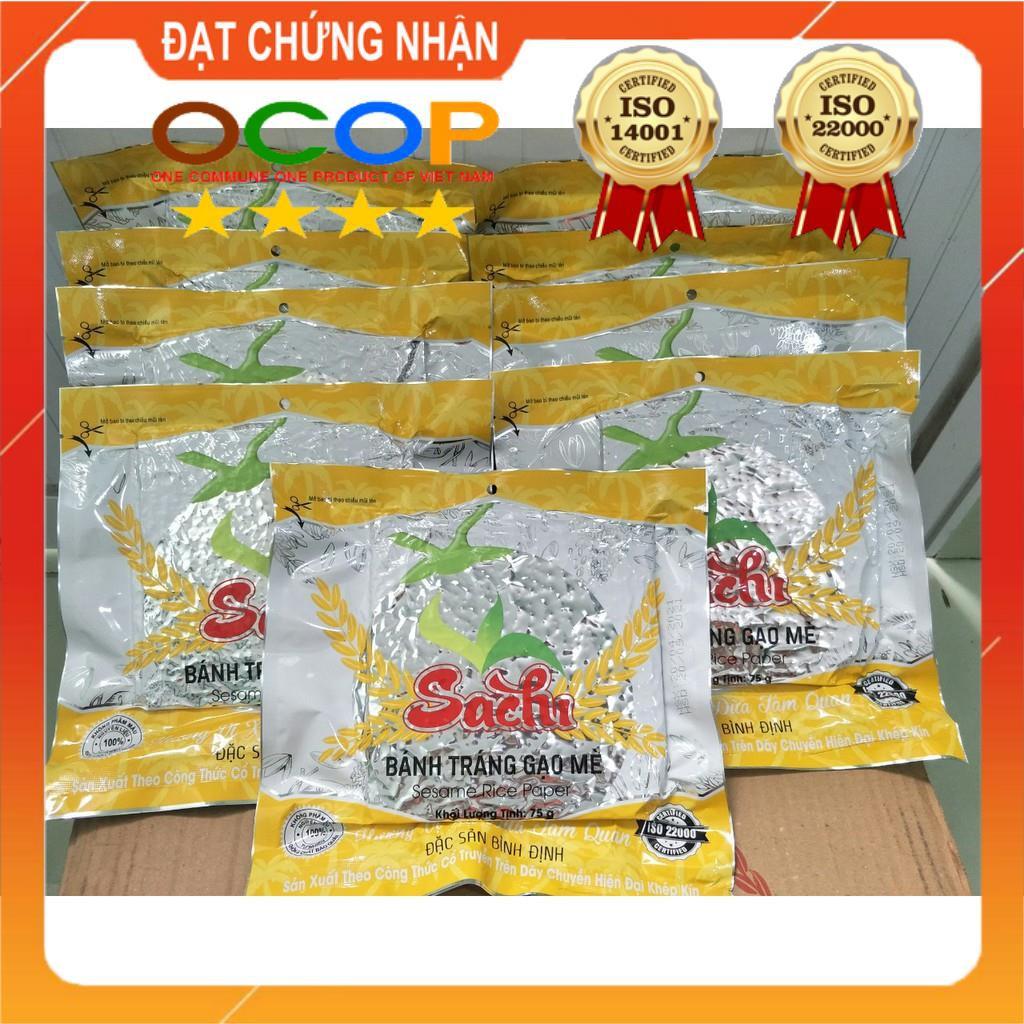 Thùng 50 Gói Loại 75Gram, Bánh Tráng Gạo Mè Nướng Sẵn Sachi