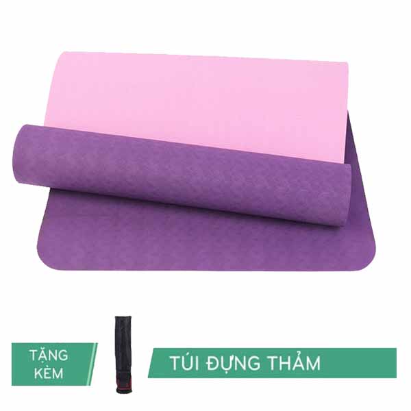 Thảm Tập Yoga TPE Eco 8mm 2 Lớp Màu Tím Kèm Túi