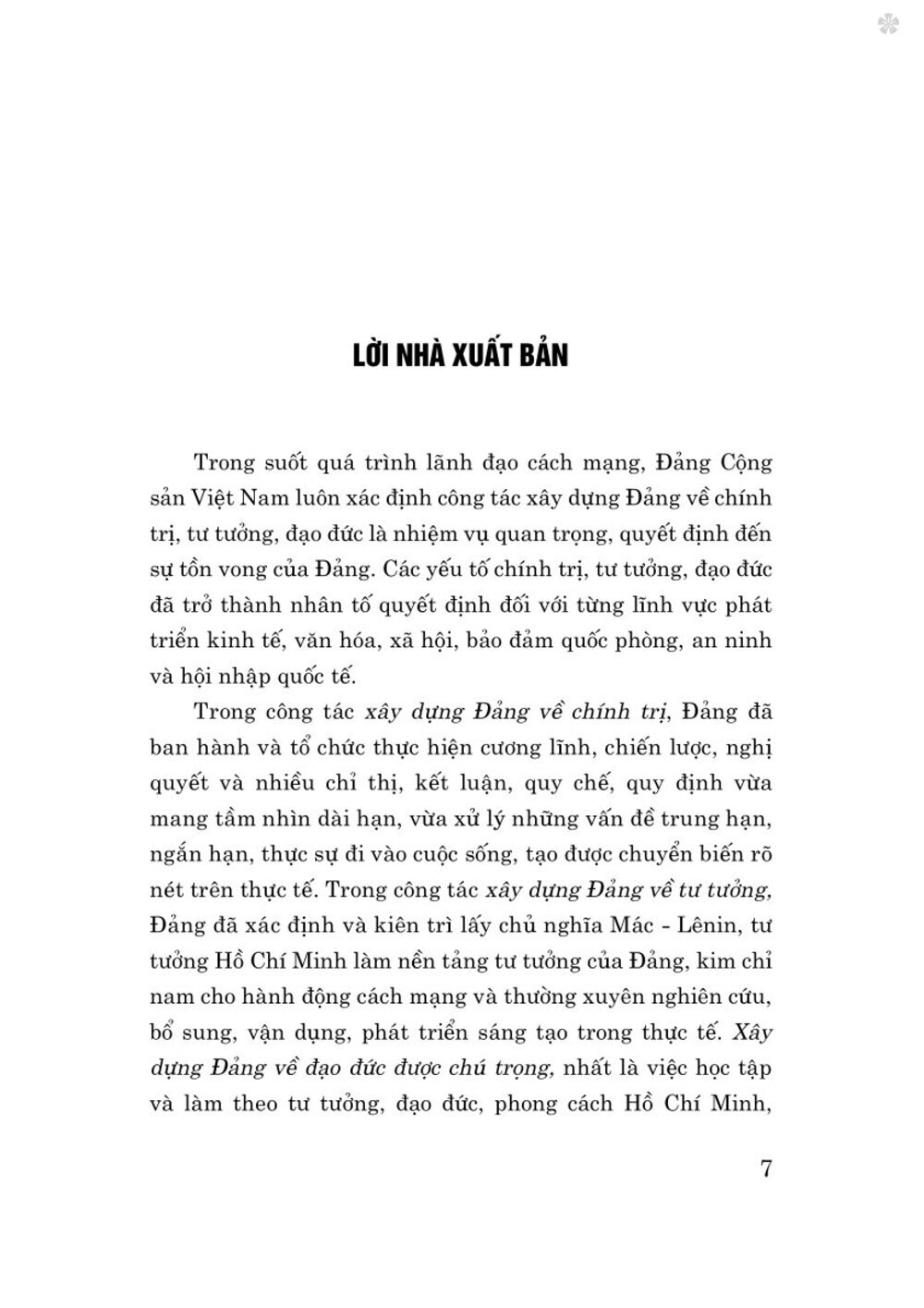 Tài liệu nhận thức và triển khai công tác xây dựng Đảng về chính trị, tư tưởng, đạo đức trong giai đoạn hiện nay - bản in 2024