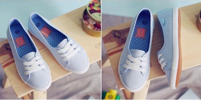 Giày slip on nữ vải cotton màu