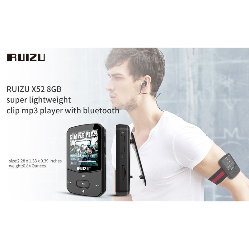Máy Nghe Nhạc thể thao MP3 Sport Bluetooth 4.1 Ruizu X52 Bộ Nhớ Trong 8GB - Hàng chính hãng
