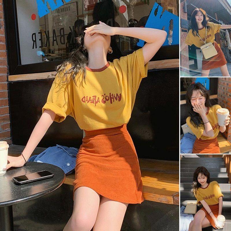 CHENGRUI 2023 mùa hè bạn thân trang phục hoạt bát hoạt bát giảm tuổi muối ngọt net phục cổ điển Hồng Kông gió T-shirt váy ngắn hai bộ đồ nữ