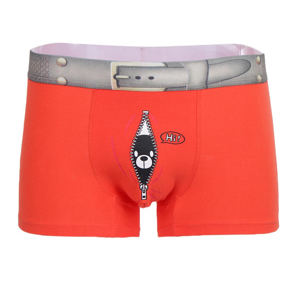 2x Men's Cotton Briefs Bulge Pouch Shorts Bear Printed Underwear Trunks Soft