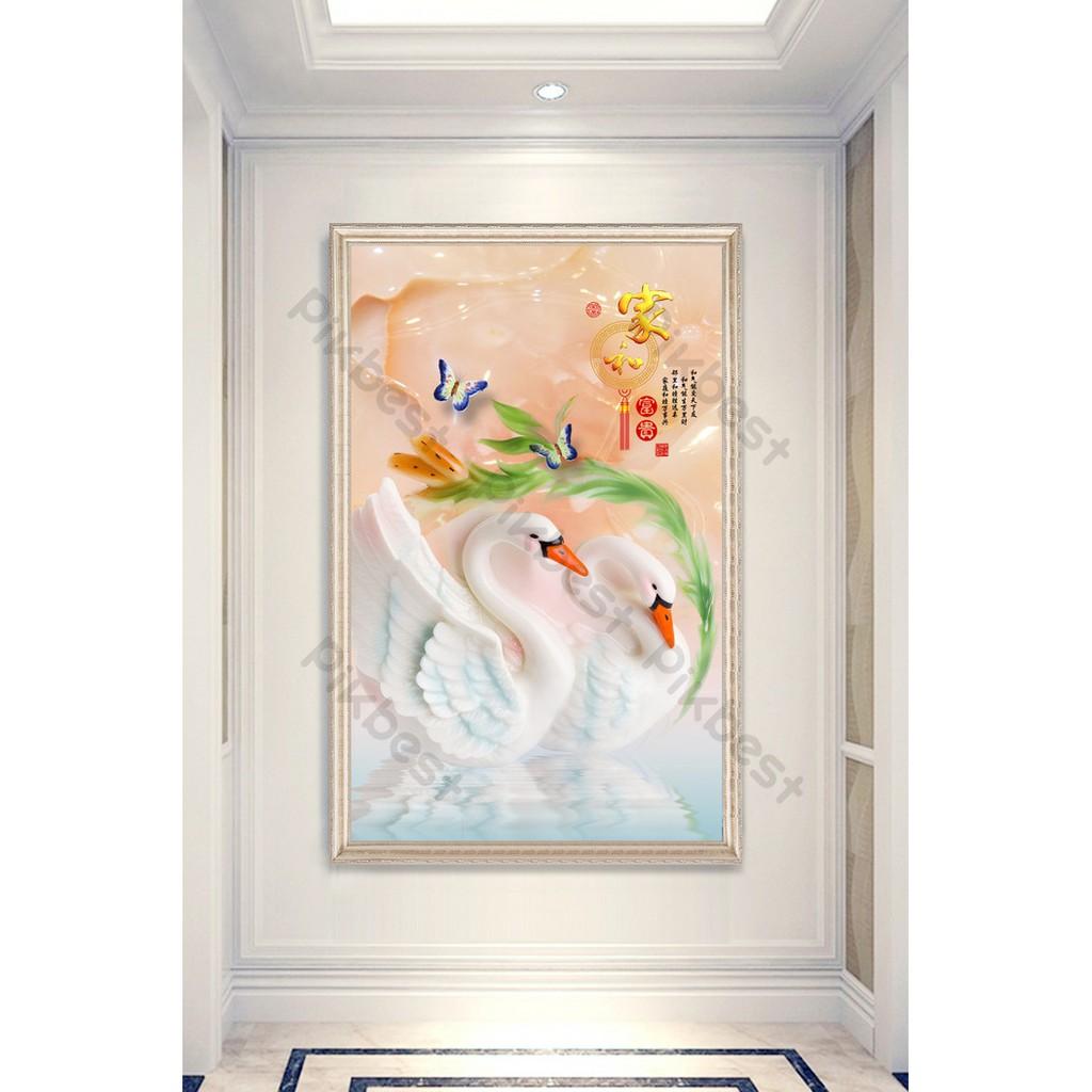 Tranh dán tường 3D Thiên Nga