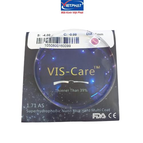 Tròng kính siêu mỏng ánh sáng xanh Vis-Care 1.71 AS Nano Blue chính hãng SINGAPORE