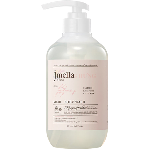 Sữa tắm hương nước hoa Jmella In France Blooming Peony cung cấp độ ẩm cho da (500ml) - Hàng chính hãng