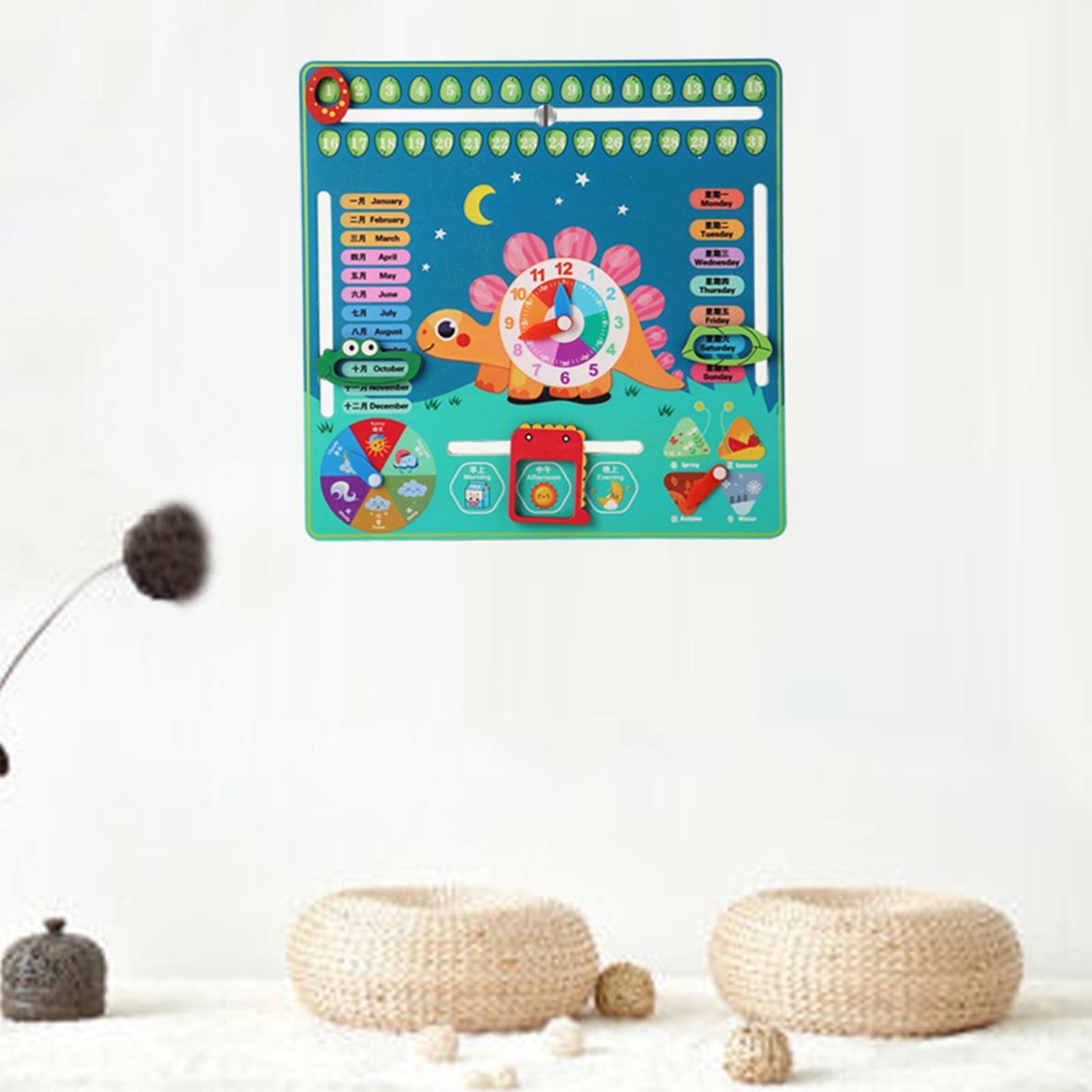 Wooden Calendar Clock Early Learning Educational Toy for Boy Preschool