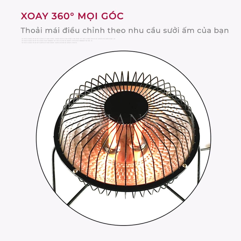 Đèn Sưởi, Quạt Sưởi Mini Xoay 360 Độ 4Inch Hồng Ngoại Để Bàn Ấm Áp Tiết Kiệm Điện Năng