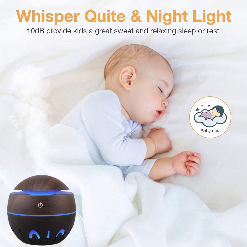 Hạt Gỗ Khuếch Tán Tinh Dầu Siêu Âm Thanh USB Máy Tạo Độ Ẩm Không Khí Thơm Mini Phun Sương Tạo 7 Màu Đèn LED Cho Gia Đình