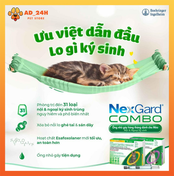 [1 ống] NEXGARD COMBO cho mèo sạch nôi ngoại KST