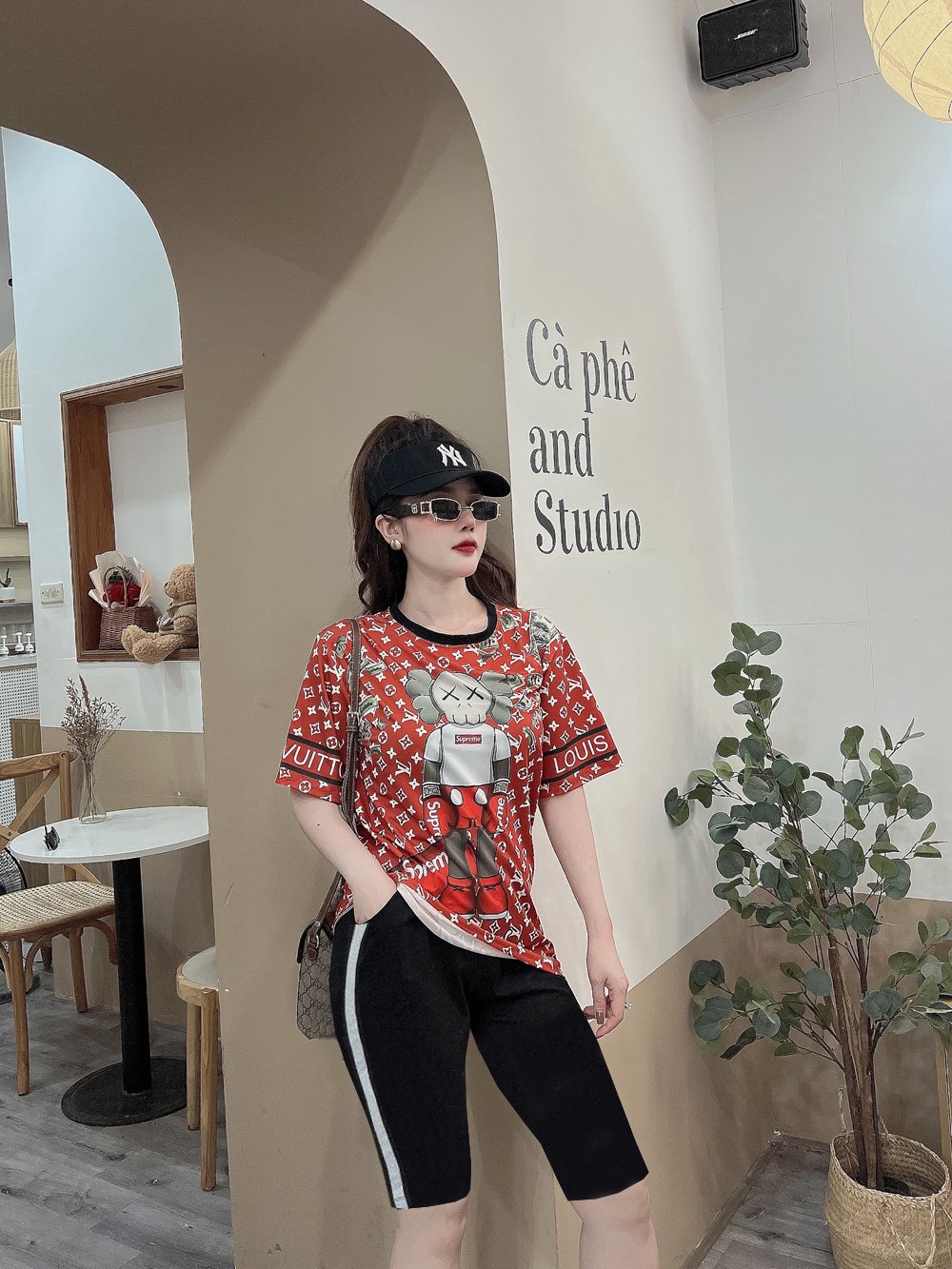 Đồ bộ thun đùi ngố viền kim tuyến họa tiết in 3D MS016