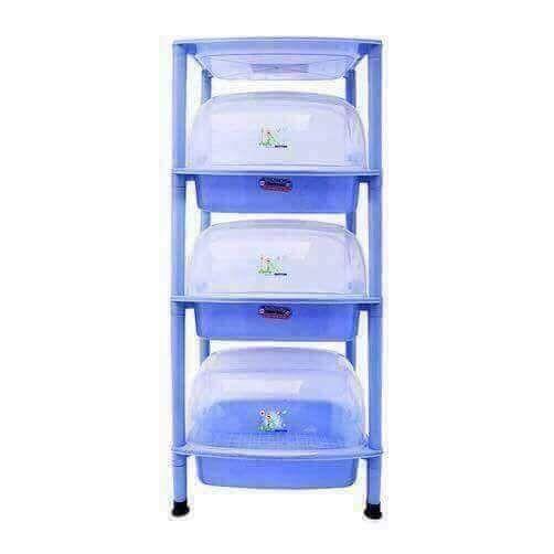 Kệ để chén tách nhựa, 3 tầng, có nắp