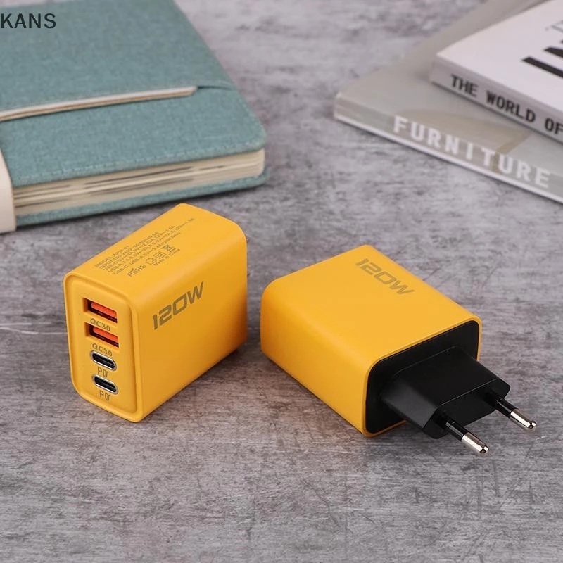 Củ sạc cốc sạc đầu sạc nhanh Kans Type C 120W Sạc nhanh 3.0 màu vàng siêu đẹp - miếng lót chuột