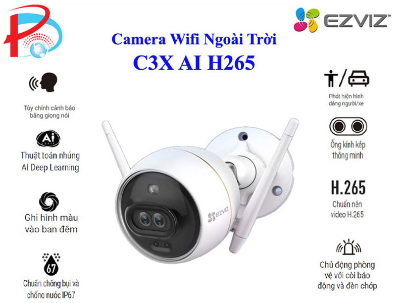 CAMERA WIFI NGOÀI TRỜI EZVIZ C3X 2M BẢN MẮT KÉP TÍCH HỢP AI, ĐÀM THOẠI 2 CHIỀU, BAN ĐÊM CÓ MÀU - HÀNG CHÍNH HÃNG