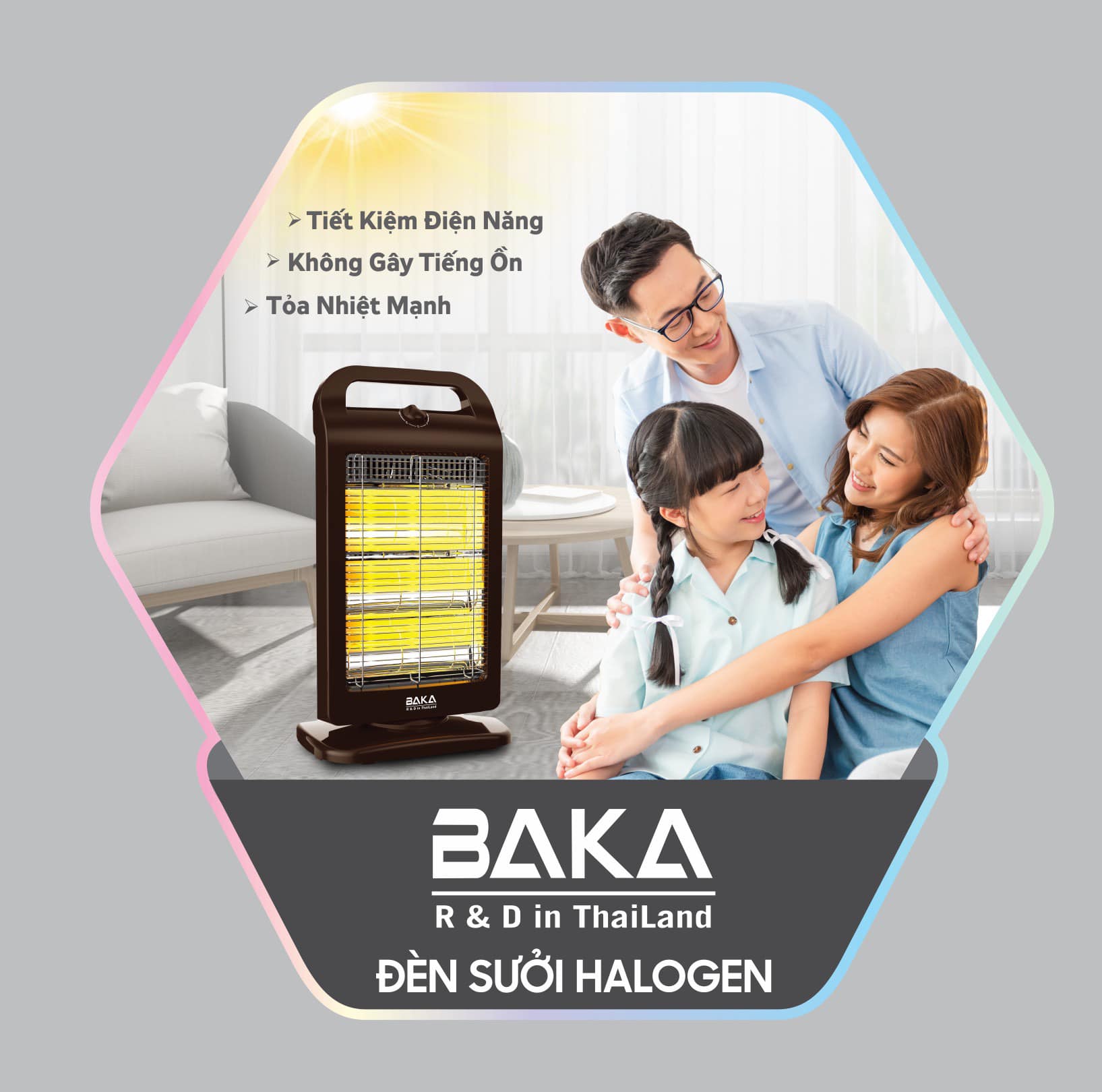 Máy Sưởi Đèn Sưởi Điện Hồng Ngoại 3 Bóng BAKA BK-103 - Hàng Chính Hãng