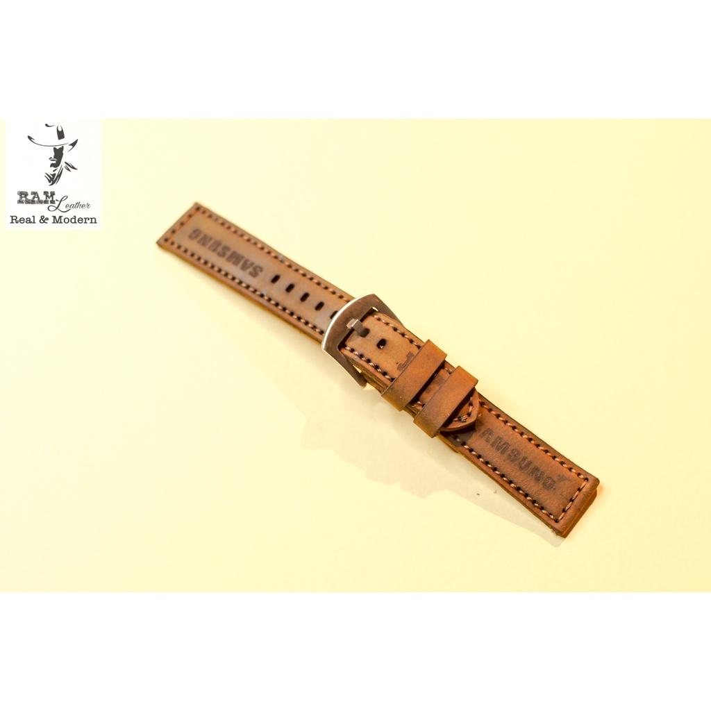Dây đồng hồ Samsung da bò sáp nâu đất bền chắc chính hãng RAM Leather