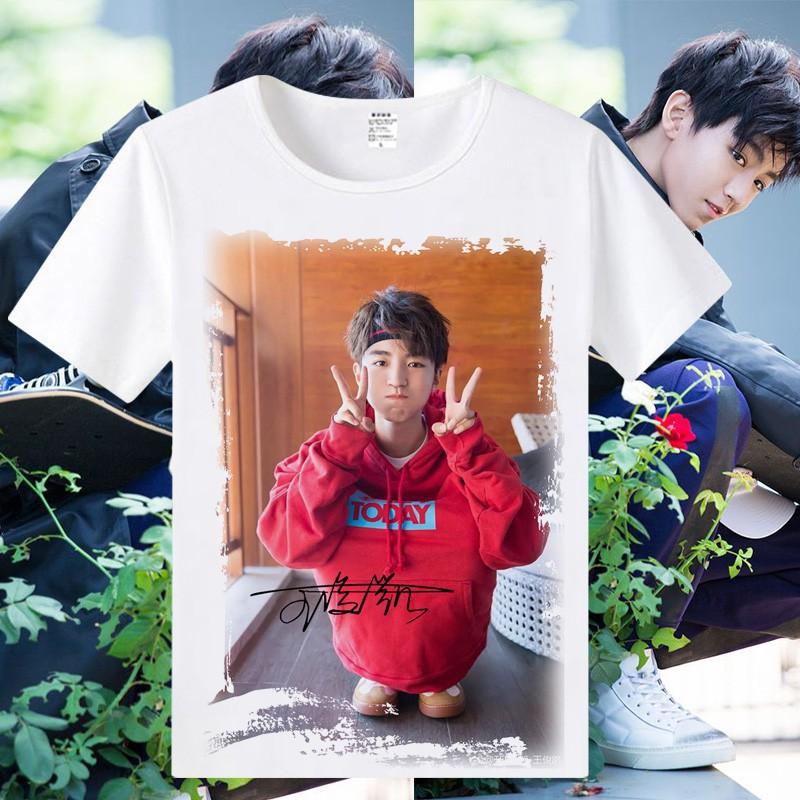 Áo thun nam nữ  tay ngắn in  hình  thần tượng Vương Tuấn Khải nhóm nhạc Tfboys theo yêu cầu mẫu HO1
