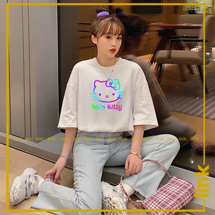 Áo HELLO KITTY cute phản quang 7 màu tay lỡ unisex
