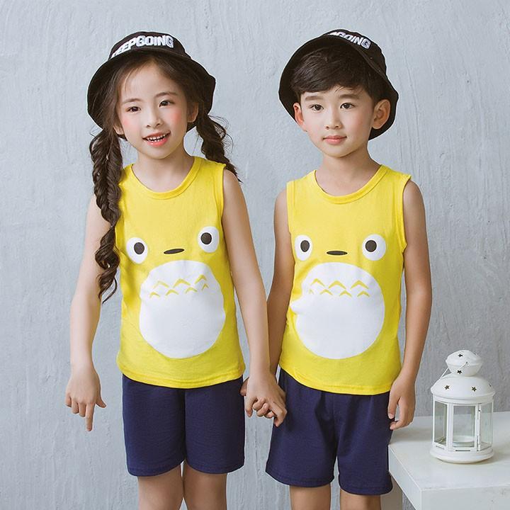 Đồ bộ cotton sát nách cho bé 4-10 tuổi hình Totoro đáng yêu – DN007