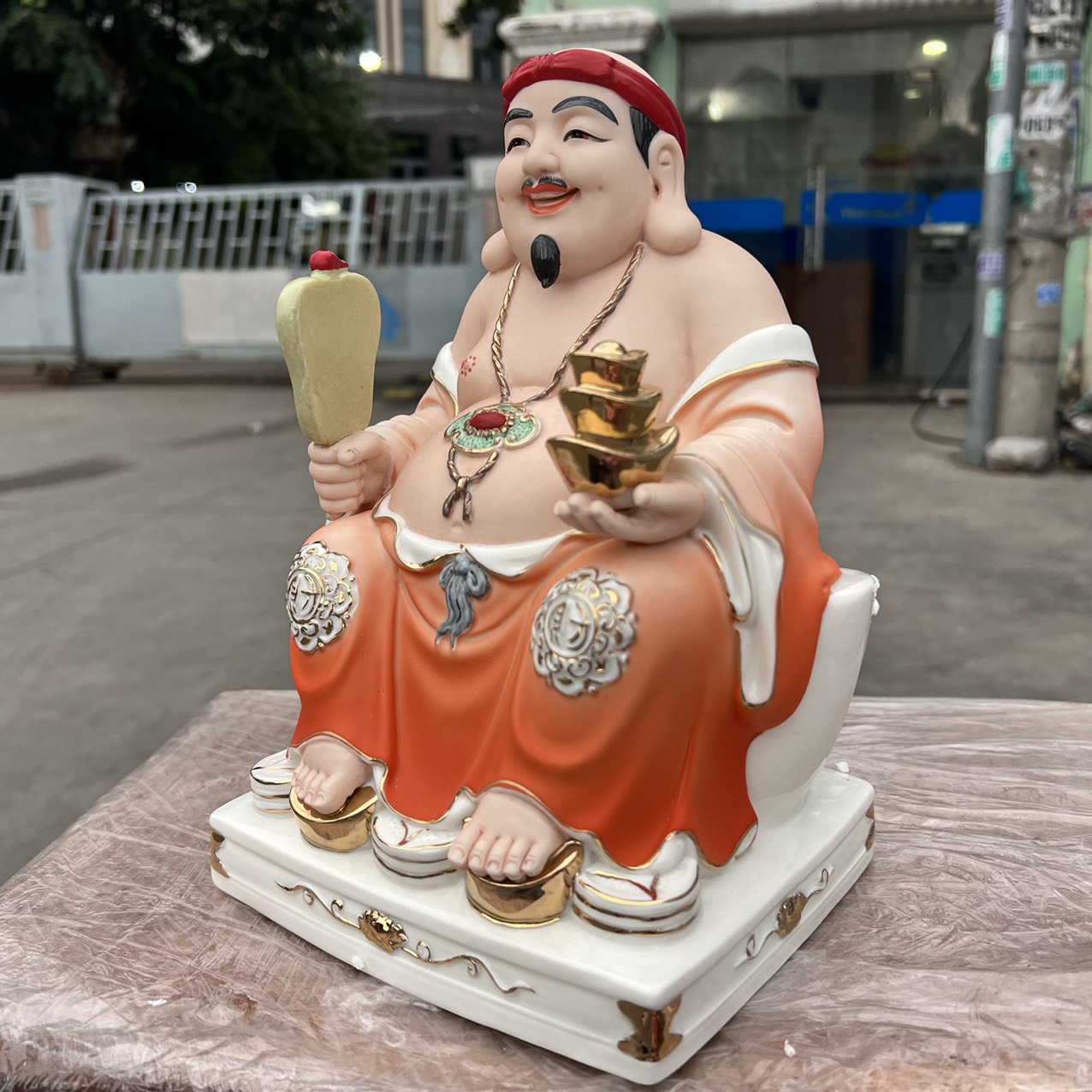 [10inch] Tượng Thần Tài Thổ Địa sứ đức hóa cao cấp nhập khẩu Đài Loan cao 25cm – Đỏ