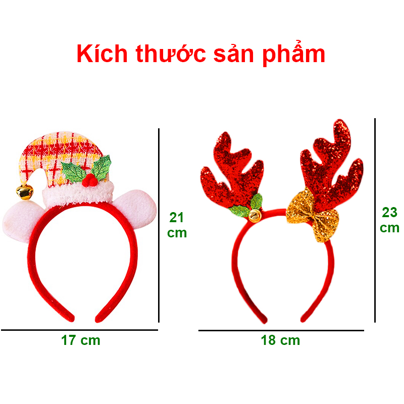 Băng đô Giáng Sinh họa tiết lấp lánh Baby-S, Băng đô Noel sừng tuần lộc đơn giản phù hợp cho mọi lứa tuổi – SNOEL016