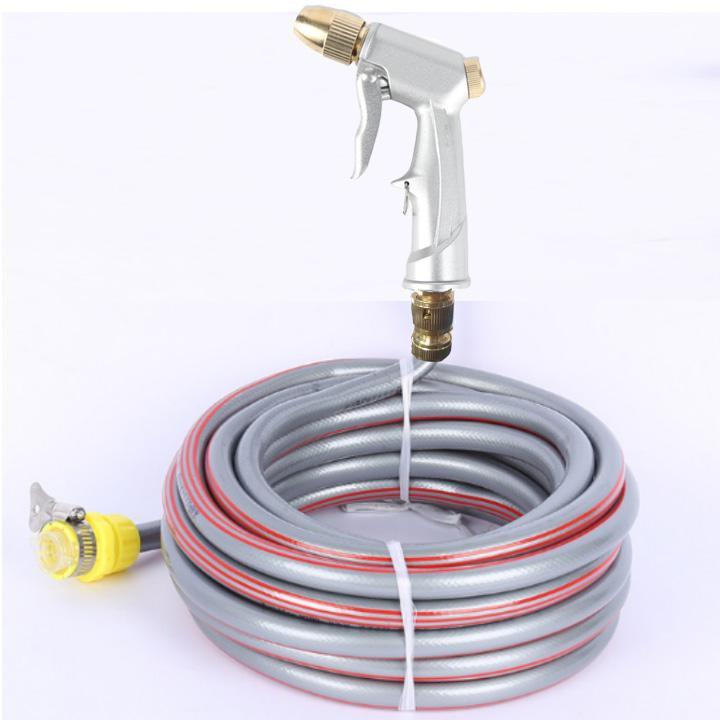 Bộ dây vòi xịt nước rửa xe, tưới cây . tăng áp 3 lần, loại 3m, 5m 206701Ođầu đồng, cút, nối PE, d.vàng