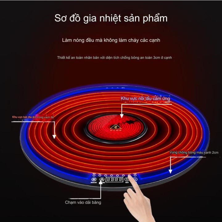 Mâm điện hâm nóng nấu lẩu, làm nóng thực phẩm xung quanh HotPot Heating Board cao cấp (80cm)