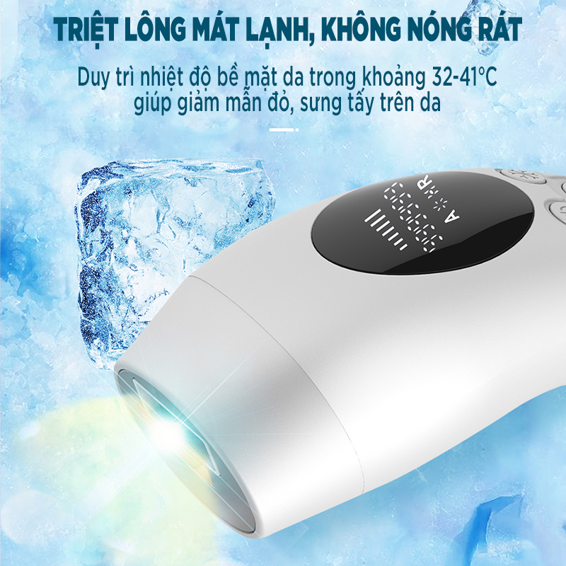 Máy Triệt Lông Lạnh IR01, Máy Triệt Lông Mini Vĩnh Viễn Đa Năng Tại Nhà, Triệt Bikini Nách Toàn Thân 8 Cấp Độ Vô Hạn Xung