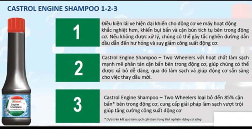 Dung dịch súc rửa động cơ Castrol Engine Shampoo - Two Wheelers (70ML)