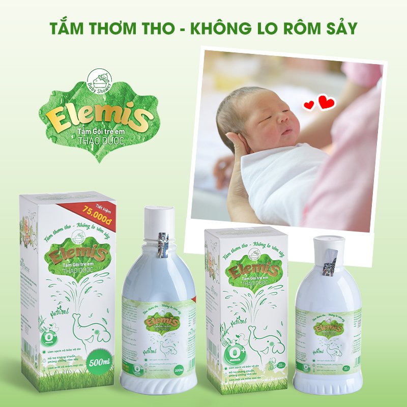 Hình ảnh (Chai 500ml) Nước thảo dược tắm gội cho trẻ sơ sinh DK Pharma Elemis