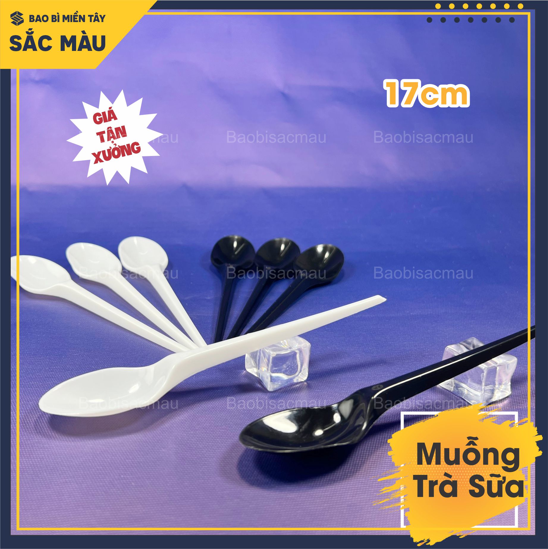 Sỉ 100 muỗng nhựa 17cm dành cho quán trà sữa, muỗng nhựa cà phê, muỗng nhựa sinh tố