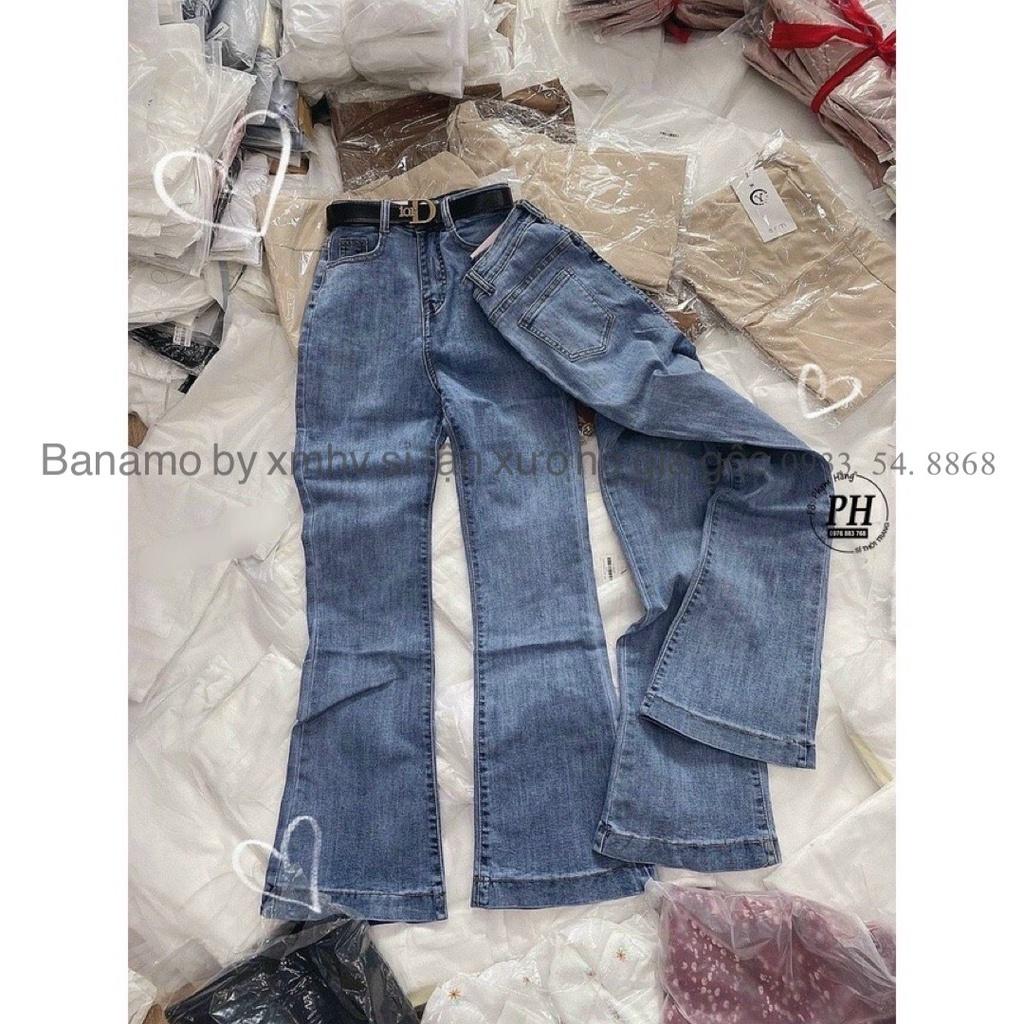Quần jean ống loe 3 màu sang chảnh siêu hack dáng thời trang Banamo Fashion 463