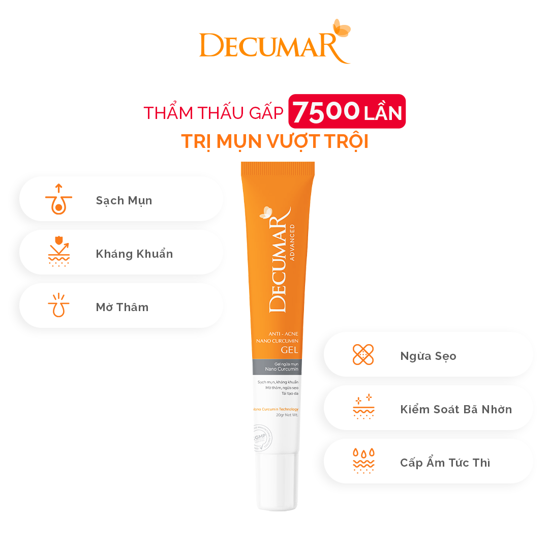 Gel ngừa mụn viêm thâm đầu đen Decumar Advanced 20 gr hoàn toàn mới