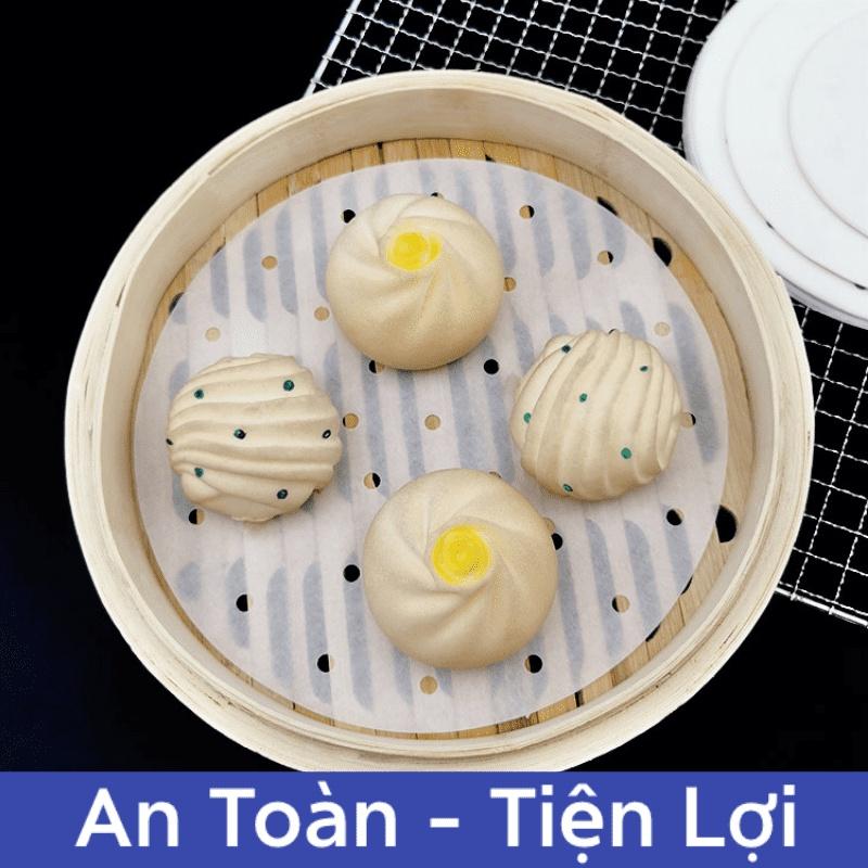 Set 100 Giấy nến nướng bánh đục lỗ tròn thấm dầu chống dính cho nồi chiên không dầu